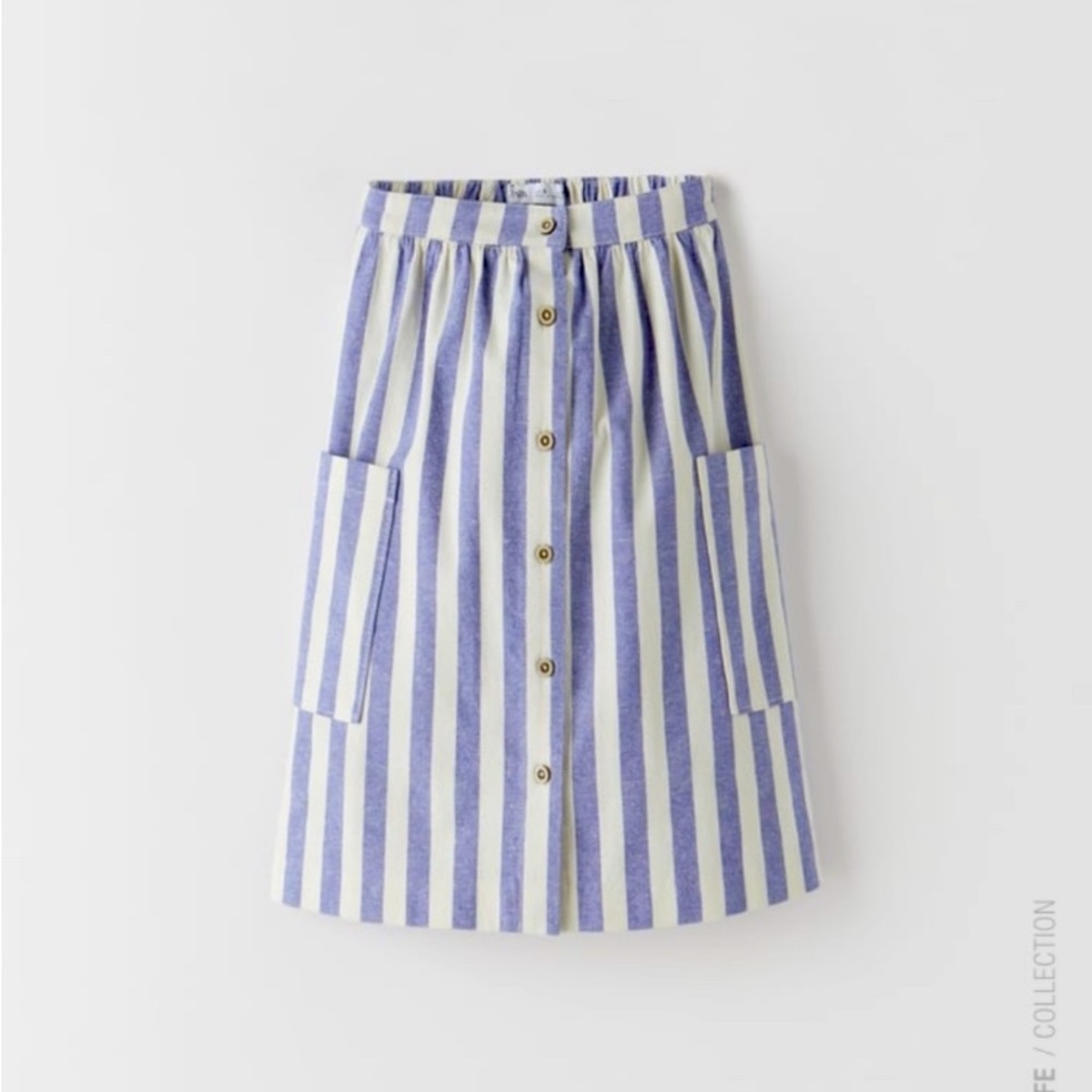 Zara Stripe MIDI Skirt Bluish Size 11-12 Kids
